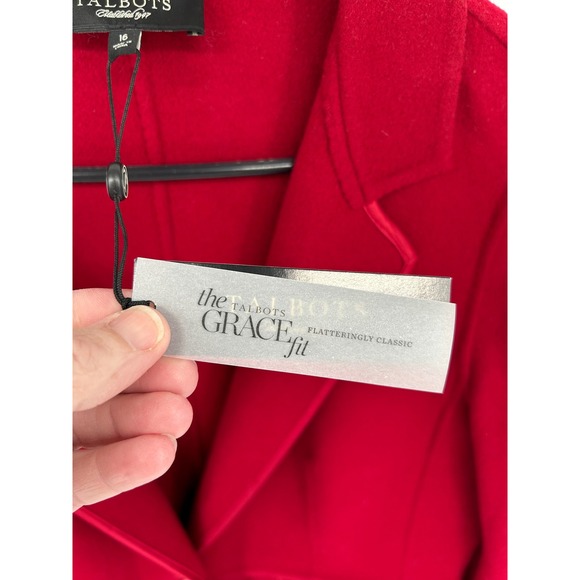 Talbots Womens Red Wool Blend Blazer Jacket Size 16 Classic Trim NWT - Picture 6 of 7